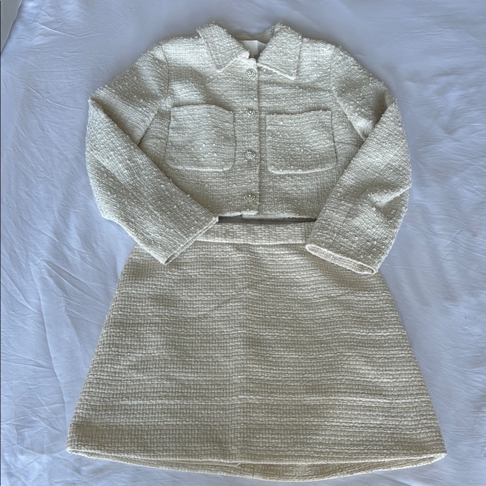H&M Cream Tweed Skirt Set
